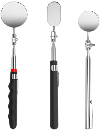 3 Stück Teleskop Inspektionsspiegel Set – 360° Drehbar, Verlängerbarer Griff für Auto Inspektion und Mechaniker – Hochwertiger Zahnarztspiegel und Multifunktionales Werkzeug, Kompakt und Praktisch