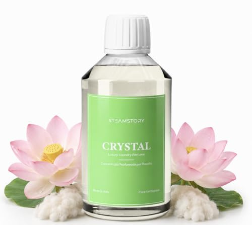 Steamstory Italienisches Wäscheparfüm - Crystal - 250 ml | Wäscheduft - 50 Wäschen pro Flasche - Tonkabohne, Zedernholz und Moschus - vegan, ohne Mikroplastik - IFRA-zertifiziert