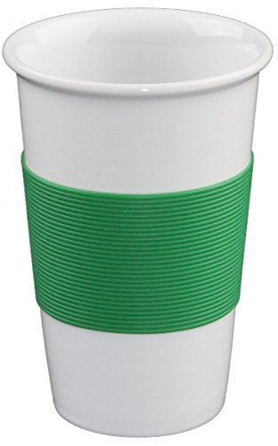 Holst Porzellan CTG 330 SET 2 Porzellan Coffee-to-go Kaffeebecher 0,38 L mit Silikon-Banderole, Weiß, 9 x 9 x 11.5 cm, 2 Einheiten
