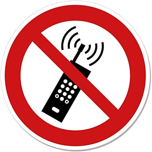 LabelDay Aufkleber Mobilfunk/Handy verboten, Ø 14 cm, UV-Schutz, Kratzfest, Outdoor, Glatte Oberflächen, Rot