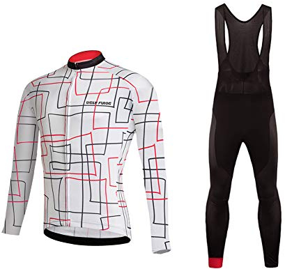 UGLY FROG Herren Winter Warm Fleece Schnelltrocknend atmungsaktiv Langarm Fahrrad Reitkleidung Set Mit 3D Kissen Gepolsterte Lange Hosen für Radfahren Größe (XS-6XL)