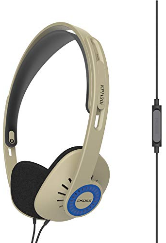 Koss KPH30iRB - Cuffie on-ear, microfono in linea e telecomando touch, design con profilo D, cablate con spina da 3,5 mm, colore beige ritmo