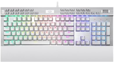 Redragon K550 RGB Gaming Keyboard, 104 Keys + 12 Macro G Keys Wired Mechanical Keyboard w/Hot-Swap Socket, Custom Clicky Purple Switch, Extra USB Port & Wrist Rest