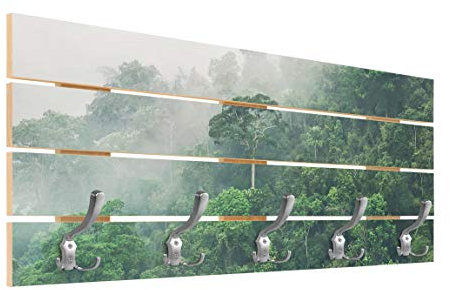 Wandgarderobe Holz Dschungel im Nebel Garderobe & Haken Chrom, 40x100 cm