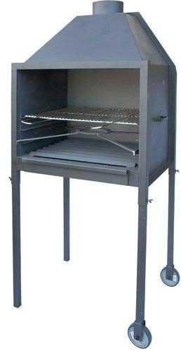 Barbacoa Carbón con Campana y Parrilla de Acero Asador Portátil Regulable a 3 Alturas y Patas Desmontables | Ahumador con Cajón Recogecenizas y Soporte Multiusos | Ideal para Jardín 80x65x183cm