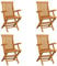 vidaXL 4X Teak Massiv Gartenstuhl mit Armlehnen Klappbar Gartenstühle Klappstuhl Klappstühle Stühle Stuhl Essstuhl Gartenmöbel Terrasse