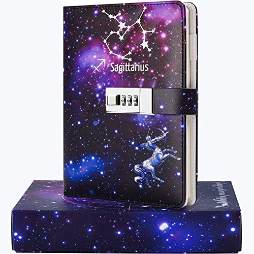 Nitukany Diary with Lock for Girls Locked Womens Writing Journal with Combination Locks Constellation Locking Adult Personal Notebooks A5 (8.5 X 5.9)