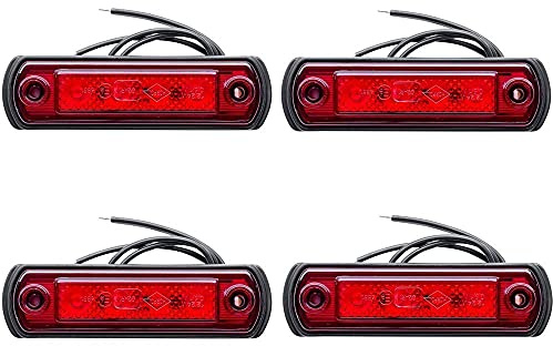 HORPOL 4er Set LED Markierungsleuchten LD 677 12 bis 24 V rot hinteres Positionslicht E9 universal links rechts mit Gummisockel zwei Kabel 0,25 m für Anhänger Trailer LKW