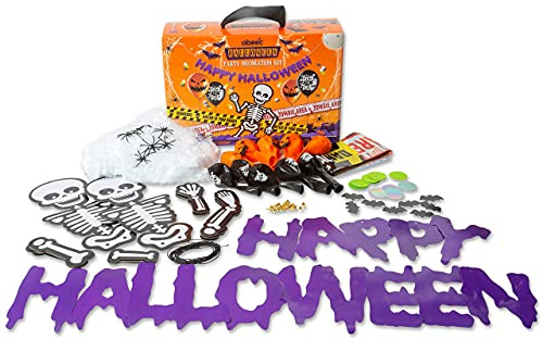 abeec Halloween Party Decoration Kit | Complete Spooky Décor Pack for Kids & Families | Banners, Balloons, Skeleton Props & Webbing | Easy Indoor & Outdoor Setup | Fun Reusable Party Set