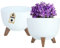 KADAX Maceta Decorativa de Plástico con Soporte Integrado, Macetero con Tres Patas de Imitación Madera para Interior y Exterior (Blanco, 29 cm)
