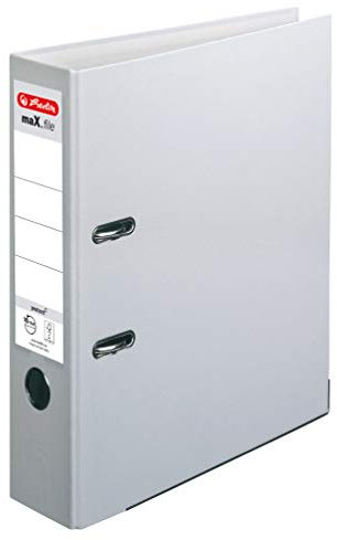 Herlitz Ordner maX.file protect A4 8cm PP-Kunststoffbezug/Papier hellgr.besch. (grau, 8cm | 20er Pack)