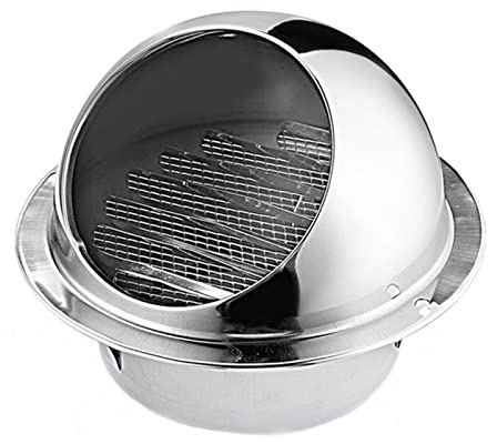 ZXCASDF Round Bull Nosed External Extractor Wall Vent Cap,Ventilation GrillStainless Steel Wall Vent Outlet Cover,For heating rooms/chimneys,changing rooms,swimming pools,110mm/4.33in