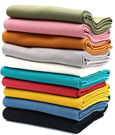 10x 0,25m Bündchenstoff Set Schlauchware 95% Baumwolle, 5% Elasthan Auswahl Jersey (RIB Bunt1, 10er Set)