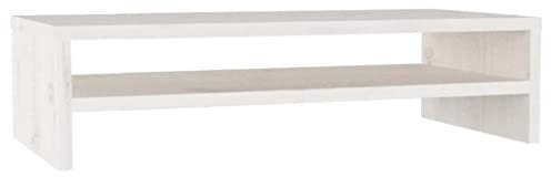 vidaXL Soporte de Monitor Elevador Armario de Escritorio Pantalla Portátil Mesa Estante Exhibición Madera Maciza de Pino Blanco 50x24x13 cm