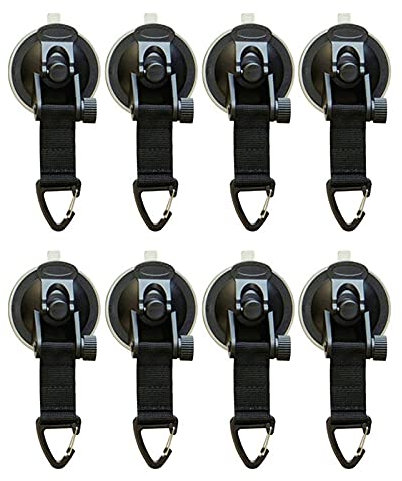 8Pcs Heavy Duty Suction Cups with Hooks Upgraded,Camping Tarp As Car Side Awning, Pool Tarps Tents Securing Hook
