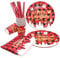 Christmas Party Tableware Disposable Party Dinnerware Set Paper Plates Napkins Cups Straws Party Supplies