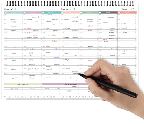 Planificador semanal de mesa perpetuo – Planificador semanal con fechas para rellenar – Calendario de escritorio espiral A4, 21,0 x 29,7 cm