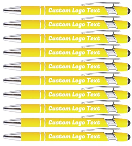 HEYZARDA Kugelschreiber mit Gravur Kugelschreiber Personalisiert mit Namen Text Logo Gelb 100 Pcs