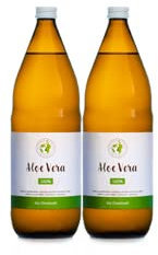 Mother Earth Products | 100% Bio Aloe Vera Direktsaft mit Gelstücken ohne Zusätze | Reines inneres Gel des Aloe Vera Blattes zum trinken | 1200mg/l Aloverose | 2 x 1000ml