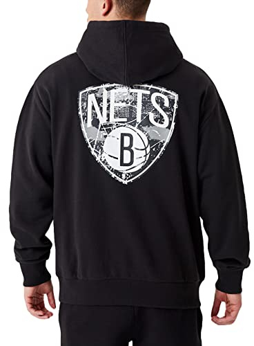 New Era Herren Brooklyn Nets Infill Team Logo Pullover Oversize Hoodie - Schwarz L