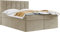 WFL GROUP Boxspringbett mit Bettkasten 140x200 160x200 180x200 Doppelbett Gepolstert Bett Mit Matratze und Topper - Stauraumbett mit Kopfteil - 140 x 200 cm - Beige Samt