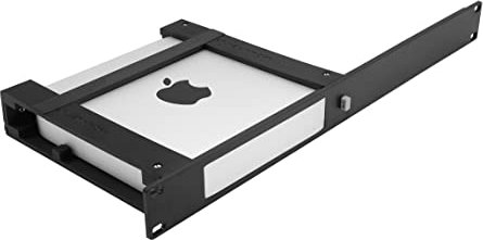 thingsINrack Mac Mini rack mount with on/off button 19inch 1U, TIRAPPLEMINI19I1UBLK
