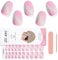 EBANKU 20PCS Gel Nail Stickers, Cat Eye Light Pink Gel Nail Strips Long Lasting Gel Strips for Nails UV Gel Nail Stickers with Nail File & Wooden Stick for Women Manicure