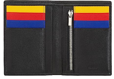 DUDU Herren-Geldbörse aus echtem Leder, klein und kompakt, Geld- und Kreditkartenetui, kompaktes Kartenetui mit internem Reißverschluss, minimales Design Schwarz