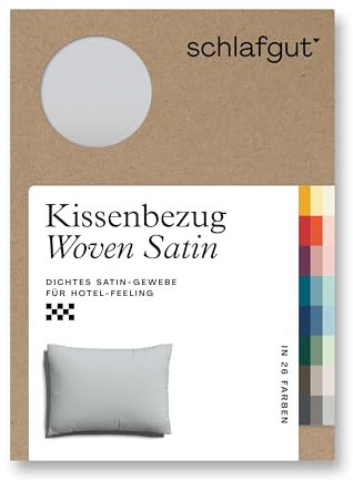 schlafgut Woven Satin Kissenbezug 70x90 cm Grey Light Uni in Premium Hotelqualität, Kopfkissenbezug einzeln mit 100% weicher Baumwolle