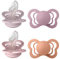 BIBS Couture Schnuller 4er-Pack, BPA-frei, Kiefergerechte Form. Silikon, Hergestellt in Dänemark, Größe 2 (6-18 Monate), Heather Mix