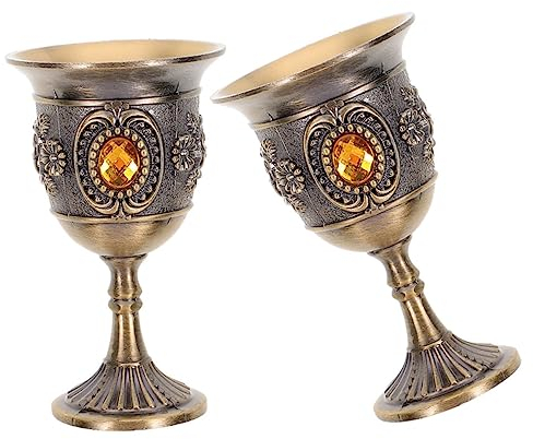 HOMSFOU 2st Weinbecher Aus Metall Champagnerglas Mit Stiel Weinkelch Aus Metall Vintage Weinglas Europäischer Kelch Königlicher Königskelch Tasse Leichter Luxus Weißweinglas Zinn-Legierung