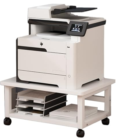 Mobile Printer Stand, 2-Tier Large Printer Shelf for for Fax Machine, Scanner, Files, Books, Microwave Oven, Wood Printer Cart Under Desk Rack for Office Home Kitchen ( Color : C , Size : 60*40*26.2cm