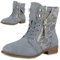 VAN HILL Damen Schnürstiefeletten Blockabsatz Spitze Trendy Schuhe 214099 Himmelblau 40