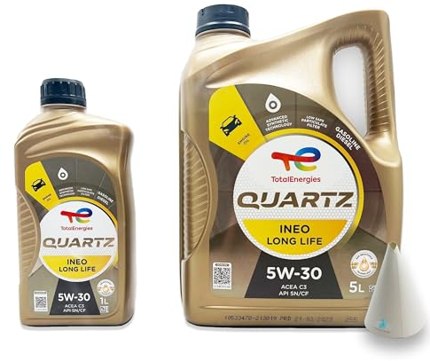 6 L Total Quartz Ineo Longlife 5W-30 | passend für | VW 504 00 | VW507 00 | MB 229.51 | BMW LONGLIFE-04 | PORSCHE C30 | 6 Liter | Motoröl | Motorenöl | mit Trichter