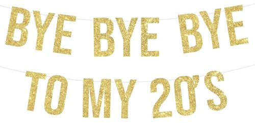 Sursurprise Bye Bye Bye to My 20s Banner Gold für 90er Jahre Motto 30. Geburtstag Party Lustiges Banner zum 30. Geburtstag Retro 30 Jahre alt 30 Jahre alt 30 Geburtstag Dekorationen Partyzubehör