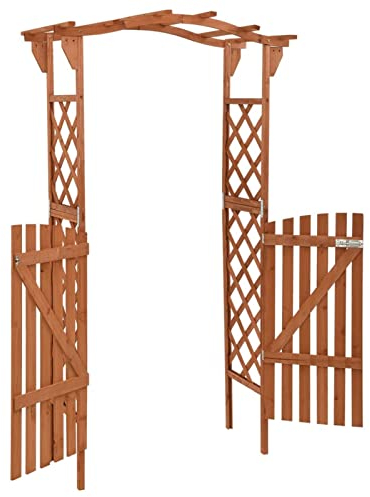 Pergola mit Tor 116x40x204 cm, Rosenbogen für Garten und Outdoor, Massivholz Tanne und Kiefer