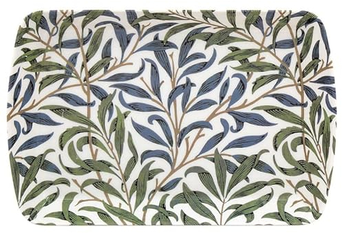 LESSER & PAVEY Melamine Small Serving Tray Durable Platter Willow Bough Nature Leaf Foliage, Blue, Green