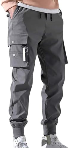 ASIYAN Freizeithose Herren, Mit Elastischem Bund Mit Taschen Hosen Kraftsport Leichte Sporthose Weites Bein Lang Freizeithose Trainingshose Fitness Jogginghosen (Color : Gray, Size : 5XL)