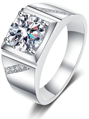 KnSam Weiß Gold 18 Karat 750 Pärchen Ringe, 2ct Labor Erstellt Diamant Trauringe Klassiker Rund Design, 18K Gold Hochzeitsring Echt Goldschmuck für Herren, Gr.49 (15.6)