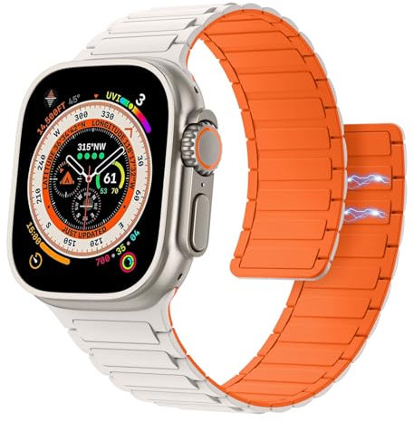 Magnetisches Band Kompatibel Apple Watch Ultra/Ultra2 49mm/Series SE/10/9/8/7/6/5/4/3/2/1 42/44/45/46mm,Silikon Uhrenarmband Starker Magnet Link Solo Loop Verstellbares Ersatzarmband,SternenlichtOrg
