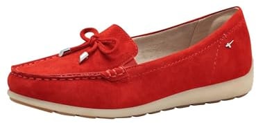 Tamaris Comfort Damen Mokassins aus Leder mit Schleife, Rot (Red Suede), 42 EU