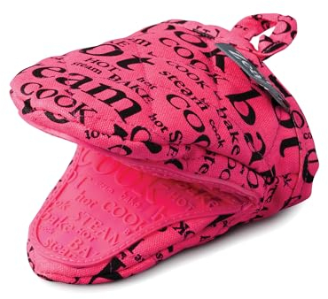 Zeal Silicone Pot Holder Mini Oven Mitt – Mitt for Air Fryer with Hot Print Design and Comfortable Quilted Cotton Inner – Heat and Water Resistant, Neon Pink