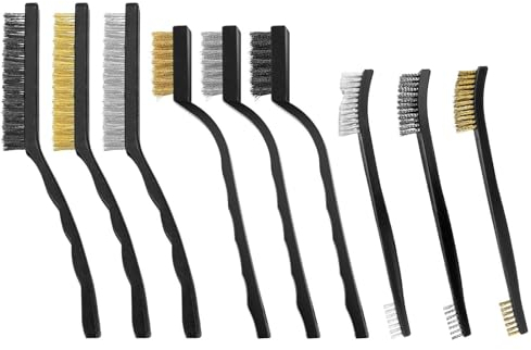9 Stück Drahtbürste Set - Messing und Stahlbürste Klein mit Kupferbürste - Messingdrahtbürste für Reinigung