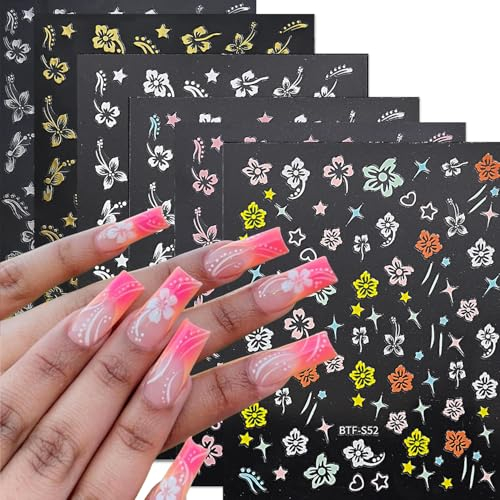 Nail Art Ongles, 12 Feuilles Stickers Ongles Fleurs Autocollant Ongle AutoadhéSif Autocollant Ongles Stickers Ongles Nail Art Deco Ongle Nail Art Accessoire Ongle (style-1)