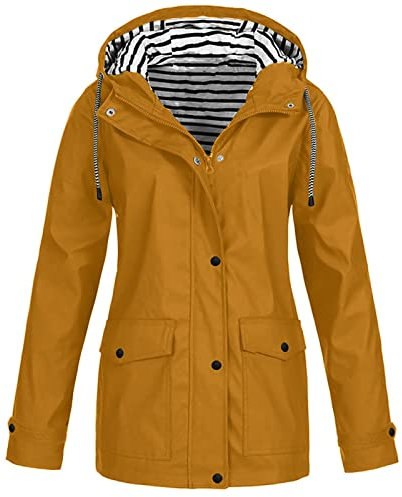 SHZFGUI Vêtements Imperméables Femme Veste De Pluie pour Femme Vêtements Femme Coupe Vent Impermeable Femme Veste De Pluie Femme Vêtements Imperméables Femme Flotte Veste Pluie Femme Beige L
