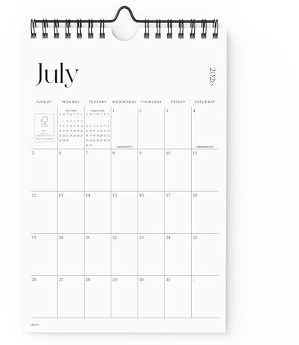 Cabbrix Mini-Kalender 2026, Mini-Wandkalender im Hochformat, 15,2 x 23 cm, Juli 2026 bis Dezember 2027, Notizkalender für Wand, Schreibtisch oder Pinnwand, schlichtes Design