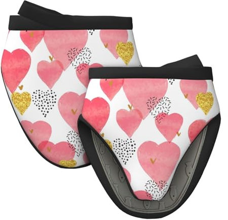 Gold Pink Heart Christmas Silicone Oven Mitts Pot Holders Gift For Kitchen Air Fryer Mitts For Cooking Baking