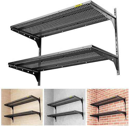 Aecxm 2 Stück 0,4 x 0,9 m Kassette verstellbare Garagenaufbewahrung Wandregale, Wandregal, Garagenlagerregal, schwebendes Regal, robuste Wandregale (schwarz)