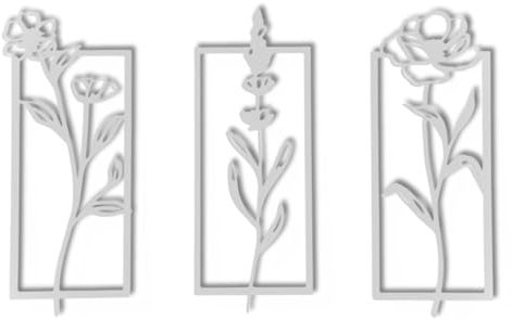 Tres Aristas | Pack de 3 Cuadros de Flores | Colores a Elegir | Decoración de Pared Moderna | Ideal para Salón, Dormitorio o Sala de Estar | Diseño Elegante y Versátil (Blanco)