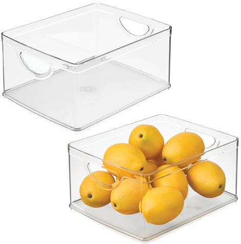 InterDesign iDesign Vorratsbehälter mit Griffen – Organizer für Schränke oder Kühlschrank – 2er-Set – transparent
